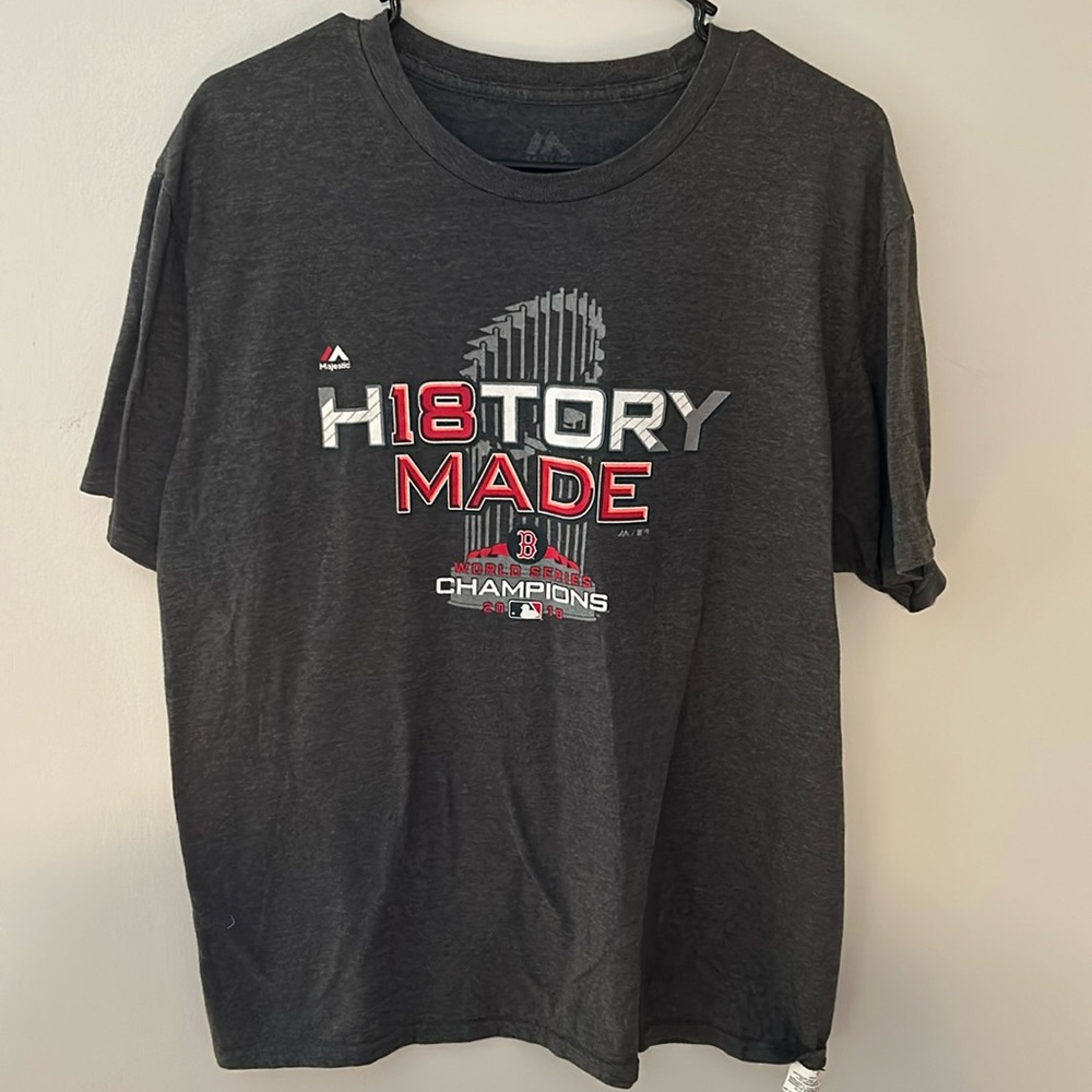 2018 World Series Campion Red Sox History made gray t-shirt Size LG